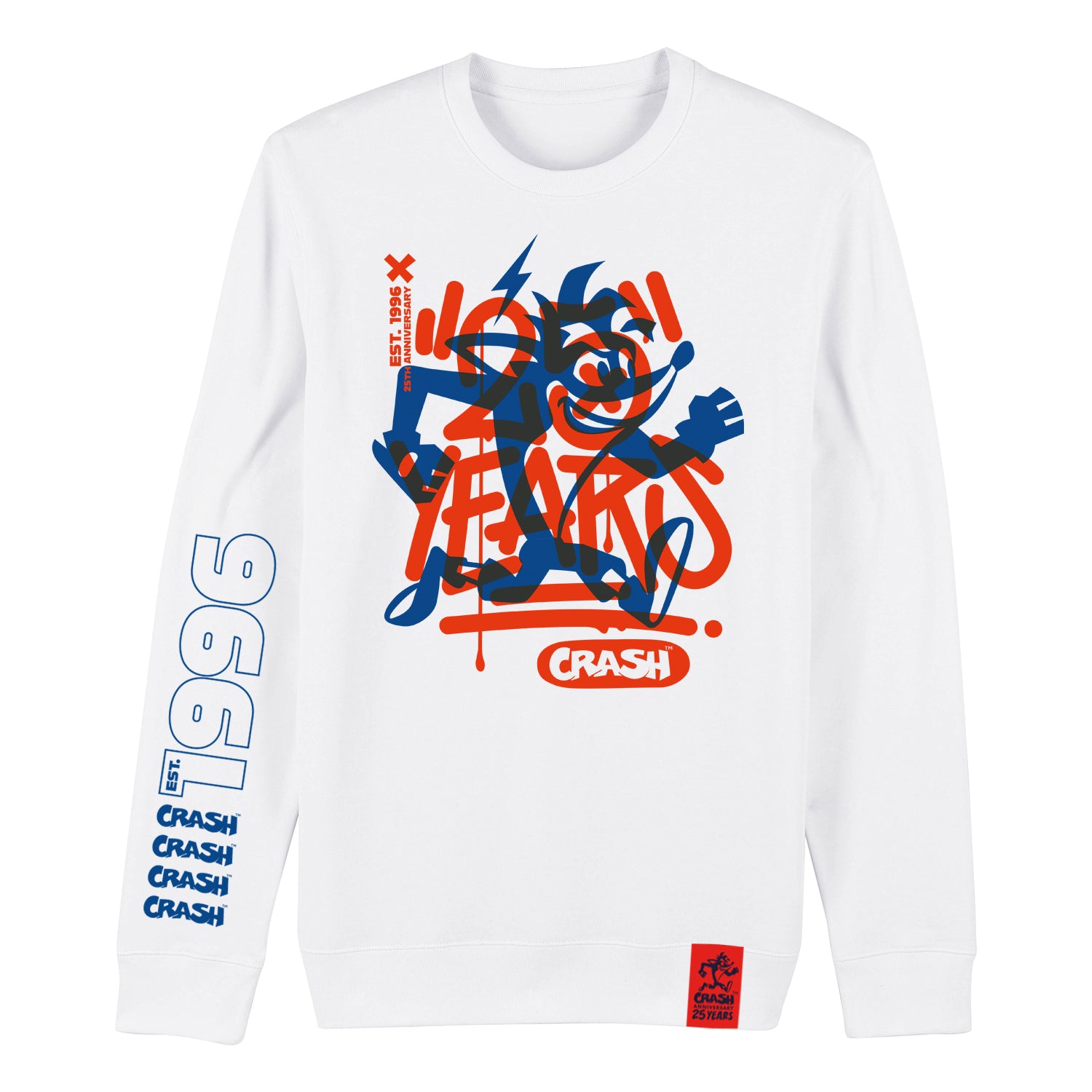 Crash Bandicoot Grafitti Men's Sweatshirt, 25th Anniversary Unisex Fit in White