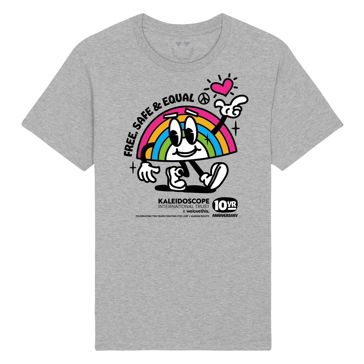 Kaleidoscope International Trust - Rainbow Love Grey Shirt