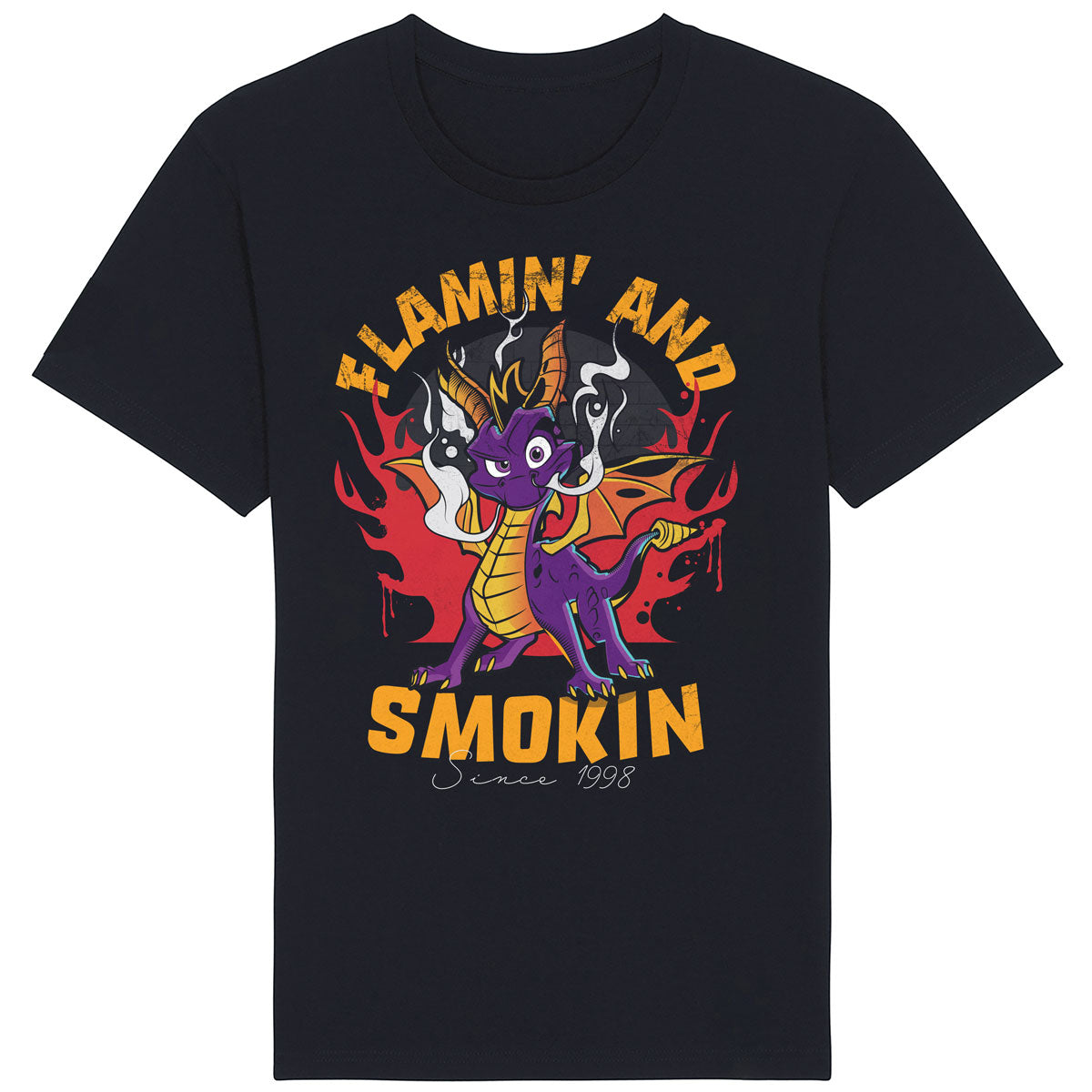 Spyro The Dragon T-Shirt, Flamin' and Smokin Since 1998 Cartoon Design