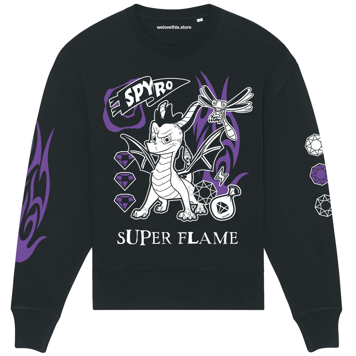Spyro the Dragon Super Flame Sweatwhirt with Sleeve Prints