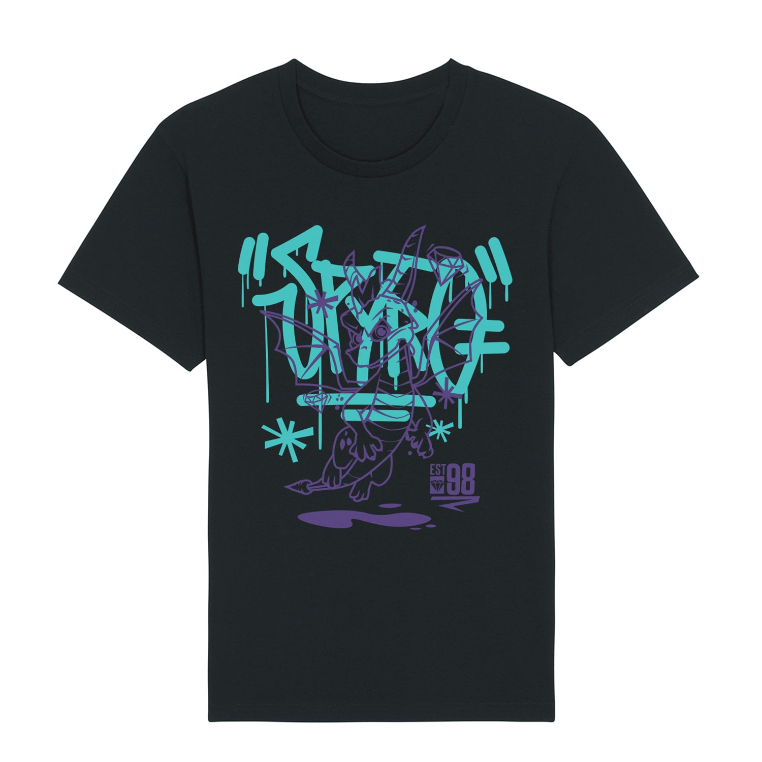 Spyro Street Art Unisex T-Shirt, Casual Fit Black Crew Neck