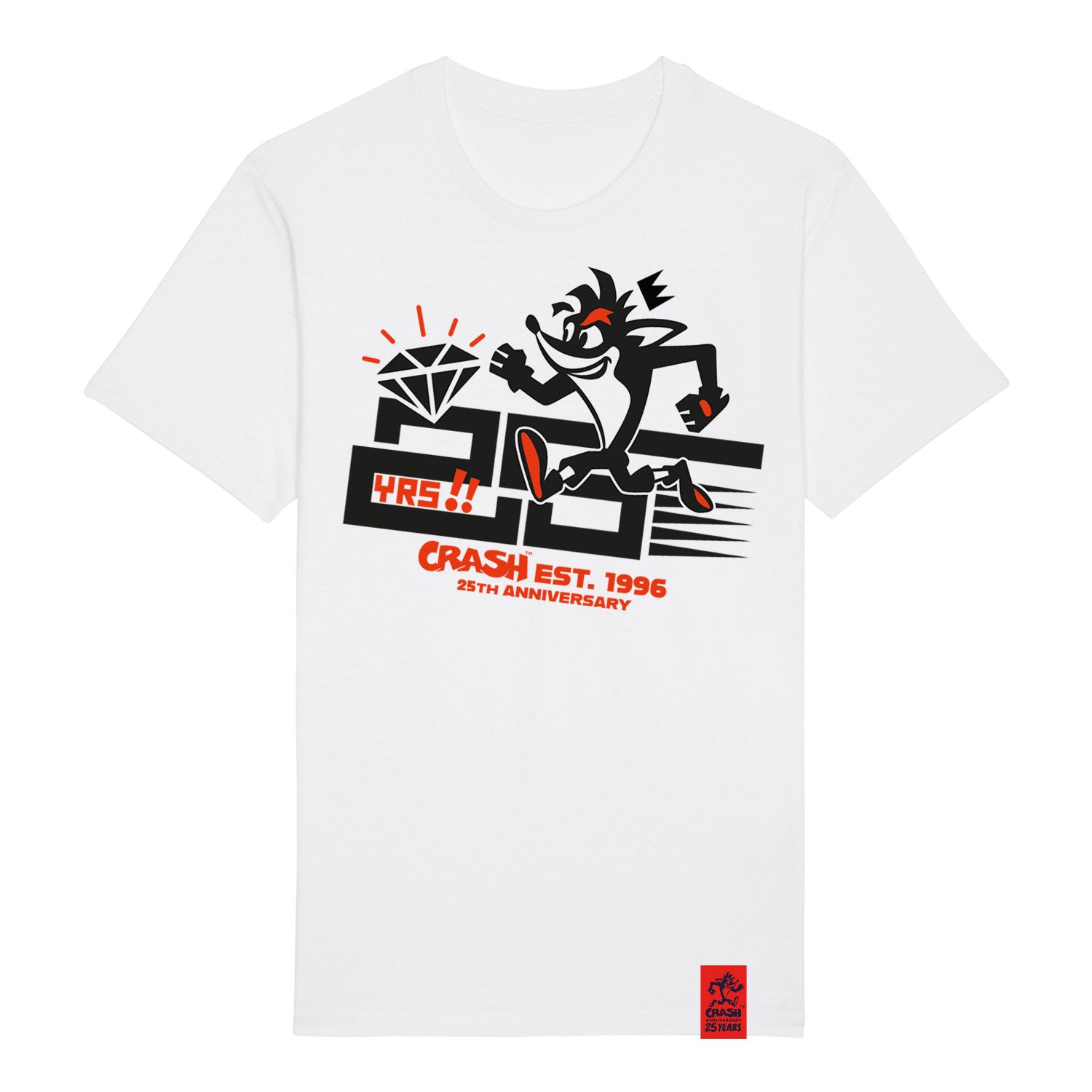 Crash Bandicoot 25th Anniversary T-shirt, Casual Fit White Tee
